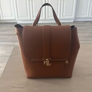 New With Tag: Ralph Lauren leather backpack purse.